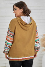 Load image into Gallery viewer, Plus Size Printed Side Slit Waffle-Knit Hoodie
