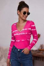 Load image into Gallery viewer, Tie-Dye Plunge Long Sleeve Top
