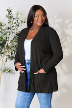 Load image into Gallery viewer, Basic Bae Full Size Ribbed Open Front Cardigan with Pockets
