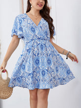 Load image into Gallery viewer, Plus Size Surplice Flutter Sleeve Mini Dress
