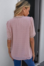 Load image into Gallery viewer, Swiss Dot Lace Trim Plunge Blouse
