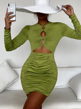 Load image into Gallery viewer, Ruched Cutout Mini Dress
