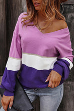 Load image into Gallery viewer, Striped V-Neck Long Sleeve Sweater
