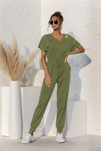 Load image into Gallery viewer, Cut Out V-neck Drawstring Jumpsuit
