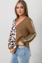 Load image into Gallery viewer, Leopard V-Neck Waffle-Knit Top
