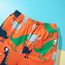 Load image into Gallery viewer, Boys Dinosaur Print Raglan Sleeve T-Shirt and Shorts Set
