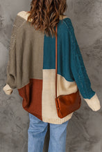 Load image into Gallery viewer, Color Block Cable-Knit Batwing Sleeve Cardigan
