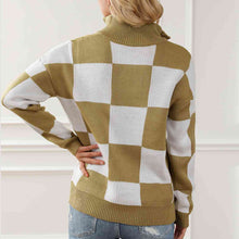 Load image into Gallery viewer, Checkered Half Zip Long Sleeve Sweater
