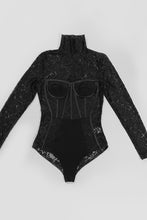 Load image into Gallery viewer, Lace High Neck Long Sleeve Bodysuit
