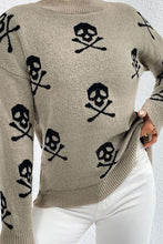 Load image into Gallery viewer, Graphic Mock Neck Dropped Shoulder Sweater
