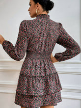 Load image into Gallery viewer, Floral Ruffle Collar Smocked Waist Layered Dress
