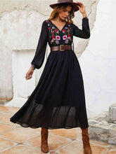 Load image into Gallery viewer, Flower Tie Neck Balloon Sleeve Dress
