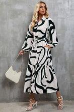 Load image into Gallery viewer, Tie-Waist Printed Button Up Dress
