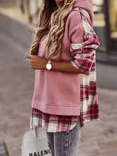 Load image into Gallery viewer, Plaid Drawstring Dropped Shoulder Hoodie
