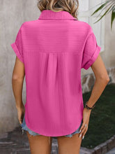 Load image into Gallery viewer, Textured Button Up Cap Sleeve Shirt
