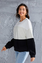 Load image into Gallery viewer, Color Block Round Neck Long Sleeve Sweatshirt
