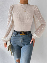 Load image into Gallery viewer, Swiss Dot Waffle-Knit Lantern Sleeve T-Shirt
