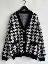 Load image into Gallery viewer, Houndstooth Botton Front  Cardigan with Pockets
