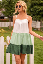 Load image into Gallery viewer, Colorblock Ruffle Hem Cami Dress
