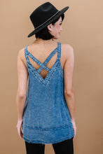 Load image into Gallery viewer, Doe &amp; Rae Forever Young Mineral Wash Denim Sleeveless Top
