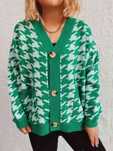 Load image into Gallery viewer, Houndstooth Botton Front  Cardigan with Pockets
