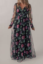 Load image into Gallery viewer, Somcked Floral V-Neck Long Sleeve Dress
