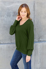 Load image into Gallery viewer, Basic Bae Full Size V-Neck Lantern Sleeve Blouse
