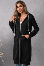 Load image into Gallery viewer, Leopard Spliced Drawstring Zip Up Hoodie

