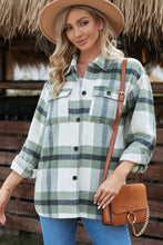 Load image into Gallery viewer, Plaid Dropped Shoulder Pocket Shacket
