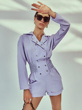 Load image into Gallery viewer, Buttoned Lapel Collar Smocked Romper
