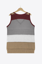 Load image into Gallery viewer, Striped Openwork V-Neck Knit Tank
