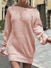 Load image into Gallery viewer, One Shoulder Lantern Sleeve Sweater Dress
