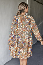 Load image into Gallery viewer, Printed Tie Neck Balloon Sleeve Mini Dress
