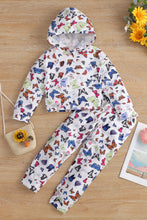 Load image into Gallery viewer, Girls Butterfly Pattern Hoodie and Pants Set
