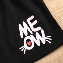 Load image into Gallery viewer, Girls Cat Graphic Sweatshirt and MEOW Skirt Set
