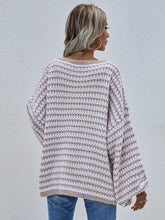 Load image into Gallery viewer, Striped Drop Shoulder V-Neck Pullover Sweater
