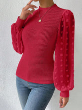 Load image into Gallery viewer, Swiss Dot Waffle-Knit Lantern Sleeve T-Shirt
