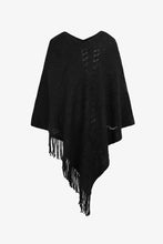 Load image into Gallery viewer, Pearl Trim Fringe Hem Poncho
