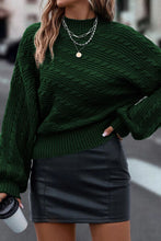 Load image into Gallery viewer, Cable-Knit Mock Neck Dropped Shoulder Sweater
