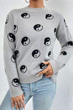 Load image into Gallery viewer, Graphic Mock Neck Dropped Shoulder Sweater
