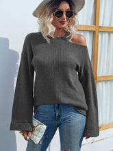 Load image into Gallery viewer, Rib-Knit Cutout Flare Sleeve Sweater
