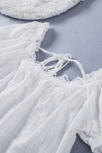 Load image into Gallery viewer, Lace Trim Tie-Back Puff Sleeve Top
