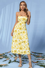 Load image into Gallery viewer, Floral Spaghetti Strap Cutout Lace-Up Dress
