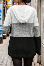 Load image into Gallery viewer, Drawstring Color Block Half Zip Hoodie
