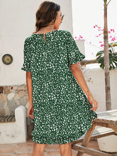 Load image into Gallery viewer, Printed Flounce Sleeve Ruffle Hem Dress
