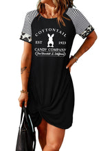 Load image into Gallery viewer, Easter Letter Graphic Mixed Print Twisted T-Shirt Dress
