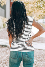 Load image into Gallery viewer, Striped Round Neck Capped Sleeve Top
