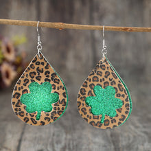 Load image into Gallery viewer, Leopard Hollowed Leather Teardrop Earrings
