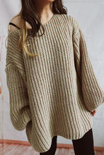 Load image into Gallery viewer, Boat Neck Dropped Shoulder Mini Sweater Dress
