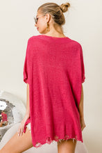 Load image into Gallery viewer, BiBi Distressed Hem V-Neck Slit Sweater
